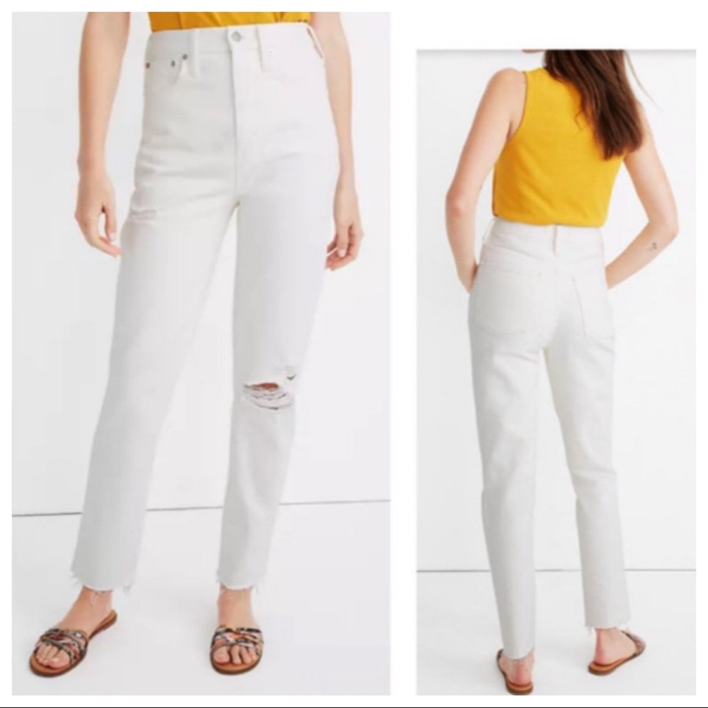 Madewell Momjean in Tile White: Ripped Edition